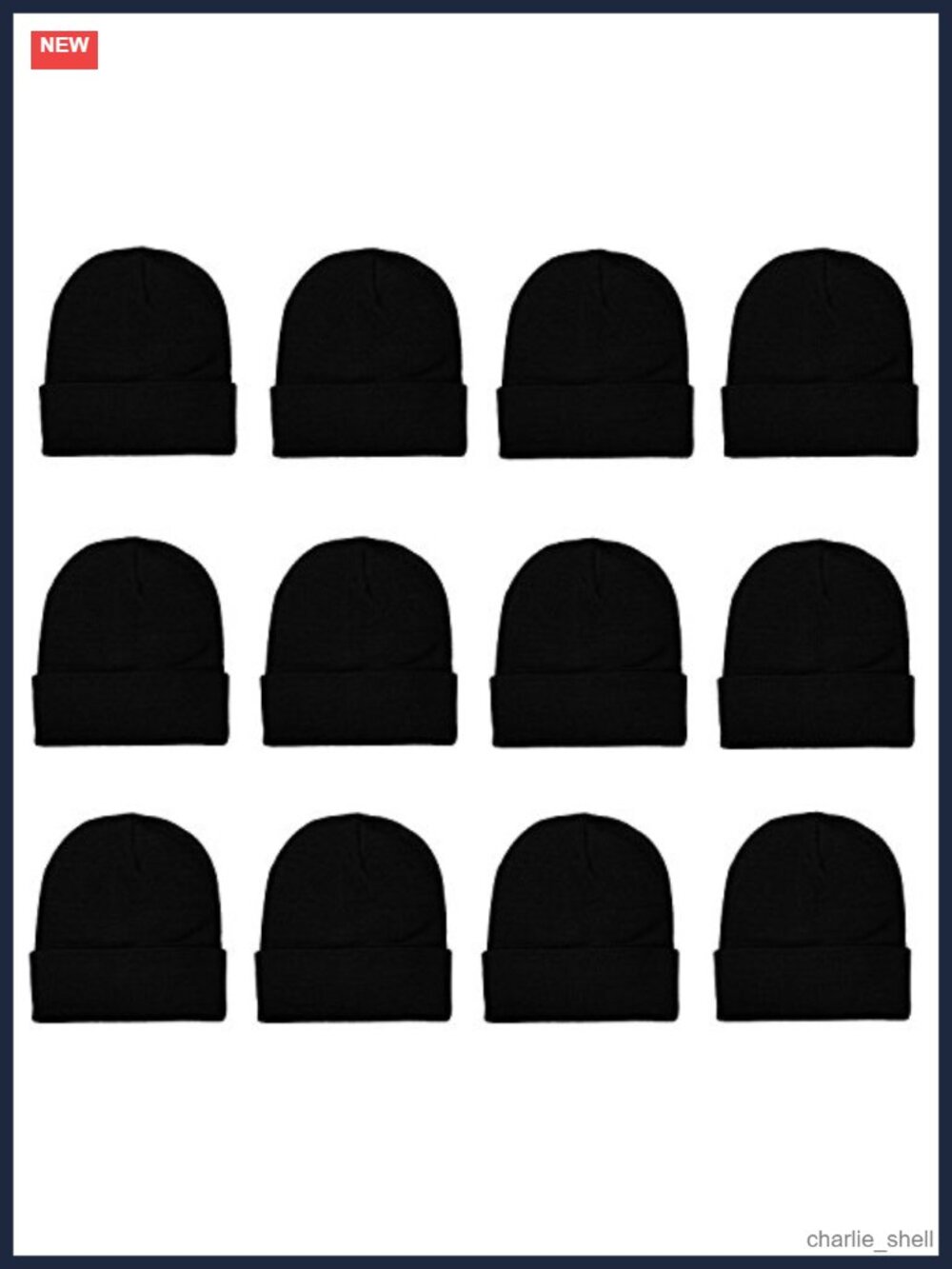 Unisex Knit Beanie Caps 12 Pack Acrylic Warm Cuffed Winter Hats